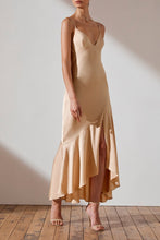 Load image into Gallery viewer, LUXE BIAS ASYMMETRICAL SLIP DRESS - CHAMPAGNE