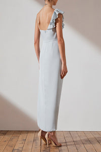 LUXE ASYMMETRICAL FRILL DRESS - CLOUD