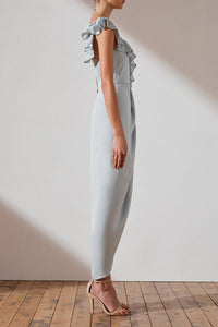 LUXE ASYMMETRICAL FRILL DRESS - CLOUD