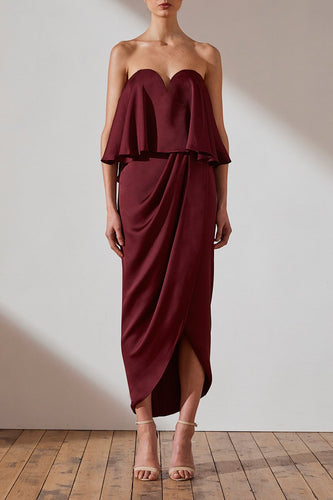 LUXE 'U' WIRE FRILL DRESS - GARNET