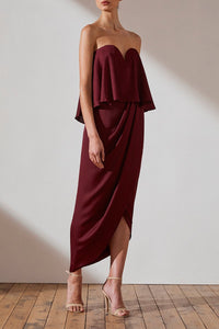 LUXE 'U' WIRE FRILL DRESS - GARNET