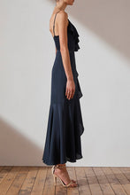 Load image into Gallery viewer, LUXE BIAS FRILL WRAP DRESS - SAPPHIRE