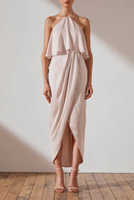 Load image into Gallery viewer, LUXE HALTER FRILL DRESS - PORCELAIN