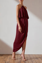 Load image into Gallery viewer, LUXE HALTER FRILL DRESS - GARNET