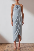 Load image into Gallery viewer, CORE HIGH NECK RUCHED DRESS - POWDER BLUE