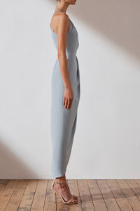 CORE HIGH NECK RUCHED DRESS - POWDER BLUE