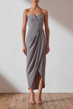 Load image into Gallery viewer, CORE &#39;U&#39; BUSTIER DRAPED DRESS - GREY