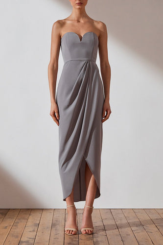 CORE 'U' BUSTIER DRAPED DRESS - GREY