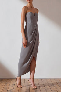 CORE 'U' BUSTIER DRAPED DRESS - GREY