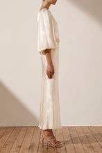 Load image into Gallery viewer, LA LUNE BALLOON SLEEVE MIDI DRESS WITH BELT - CREAM