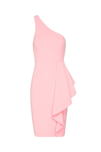 AVA ONE SHOULDER MINI DRESS - BLUSH