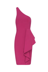 AVA ONE SHOULDER MINI DRESS - FUCHSIA