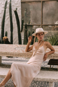 LUXE BIAS ASYMMETRICAL SLIP DRESS - CHAMPAGNE