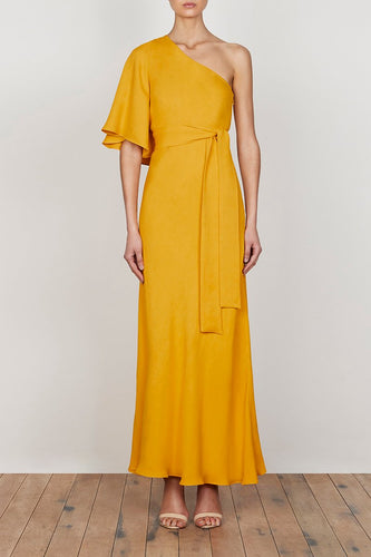 LAUTNER ONE SHOULDER BIAS MAXI DRESS - SAFFRON