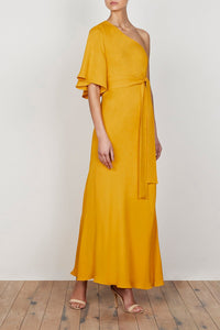 LAUTNER ONE SHOULDER BIAS MAXI DRESS - SAFFRON