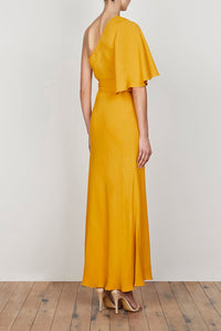 LAUTNER ONE SHOULDER BIAS MAXI DRESS - SAFFRON