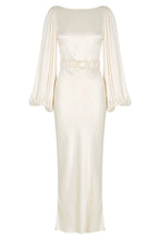 Load image into Gallery viewer, LA LUNE BALLOON SLEEVE MIDI DRESS WITH BELT - CREAM