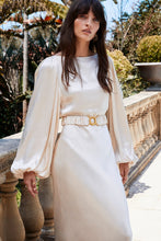 Load image into Gallery viewer, LA LUNE BALLOON SLEEVE MIDI DRESS WITH BELT - CREAM