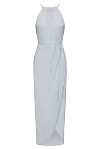 CORE HIGH NECK RUCHED DRESS - POWDER BLUE