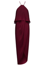 Load image into Gallery viewer, LUXE HALTER FRILL DRESS - GARNET