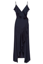 Load image into Gallery viewer, LUXE BIAS FRILL WRAP DRESS - SAPPHIRE